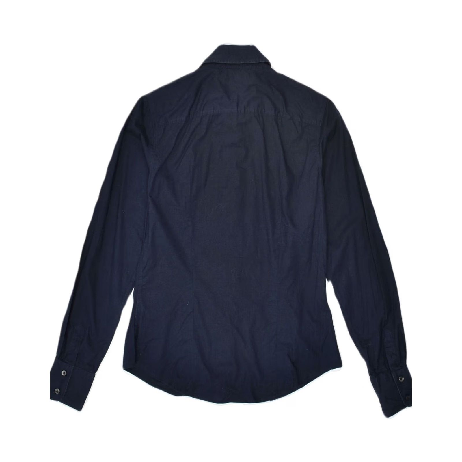Tommy Hilfiger TOMMY HILFIGER Womens Tuxedo Shirt US 6 Medium Navy Blue Cotton Size M / US 6-8 / IT 42-44 - 2 Thumbnail