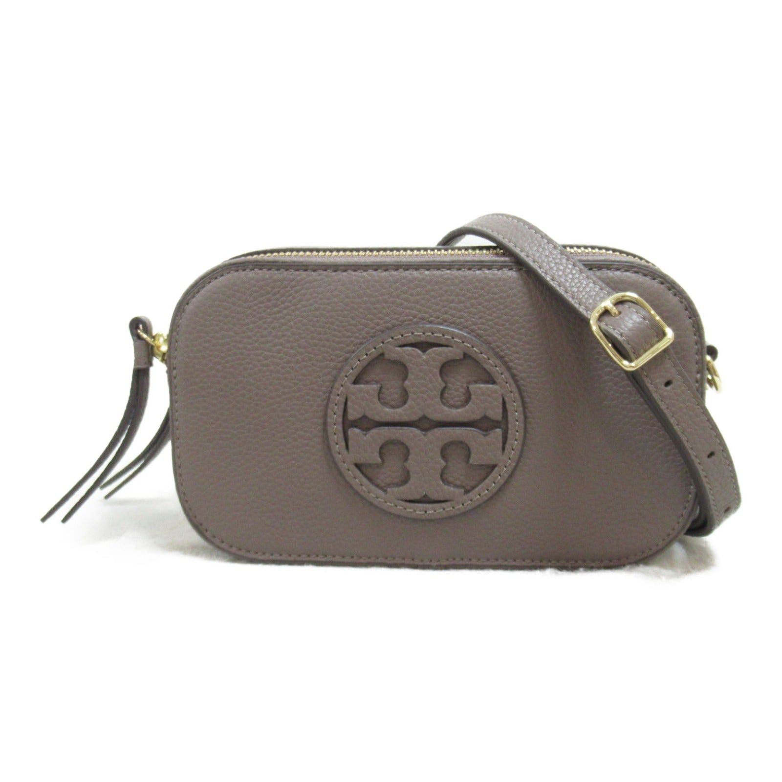 Tory Burch Tory Burch Mirror Mini Crossbody Shoulder Bag Leather Gray Clamshell Size ONE SIZE - 1 Thumbnail