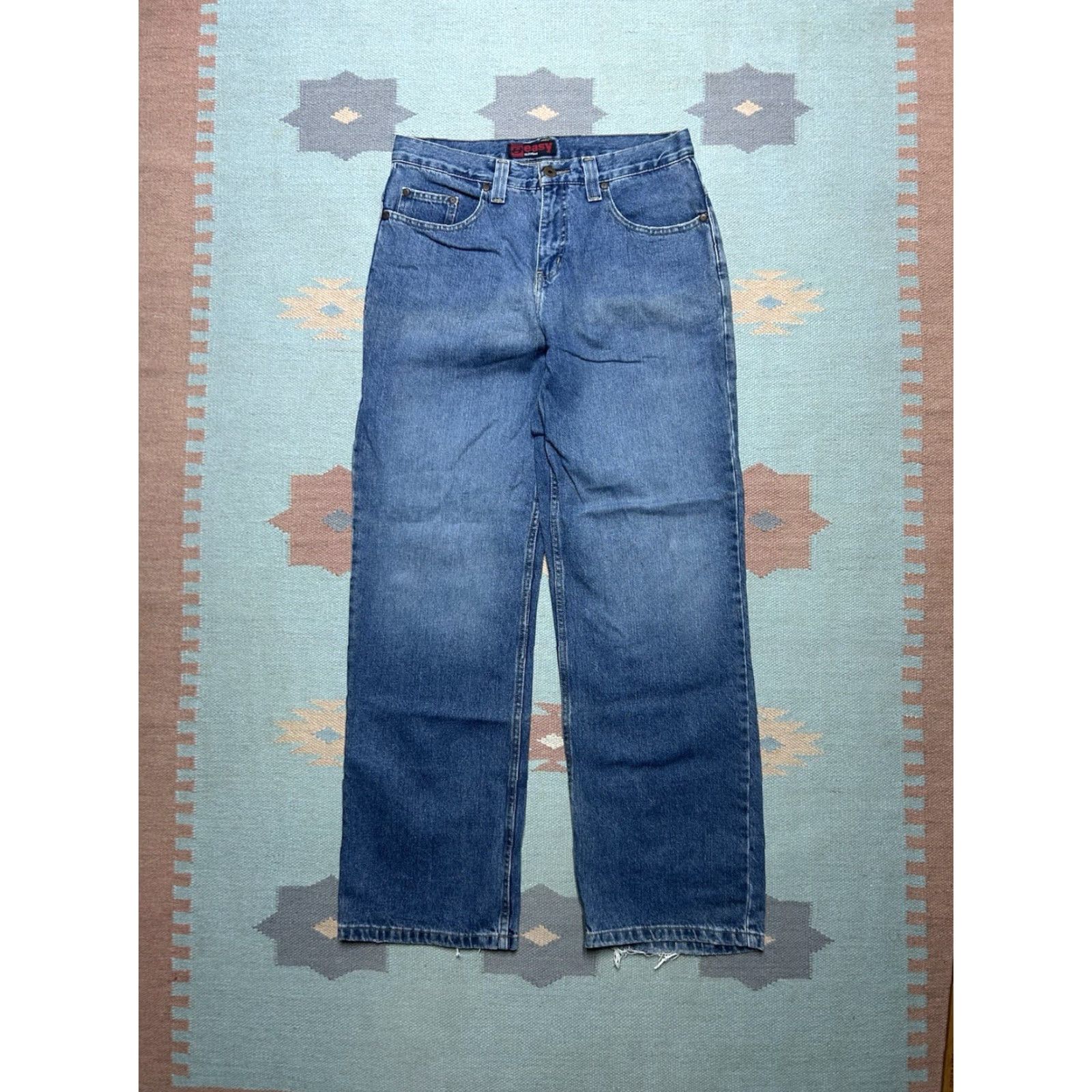 VINTAGE Anchor Blue Jeans Wide-Leg Baggy 32x32 Denim Hip Hop Men