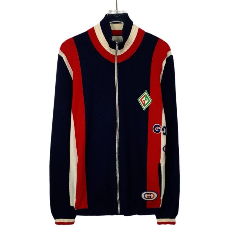 Gucci Gucci Color-blocked striped patch wool zipper stand-up coll Size US S / EU 44-46 / 1 - 1 Thumbnail