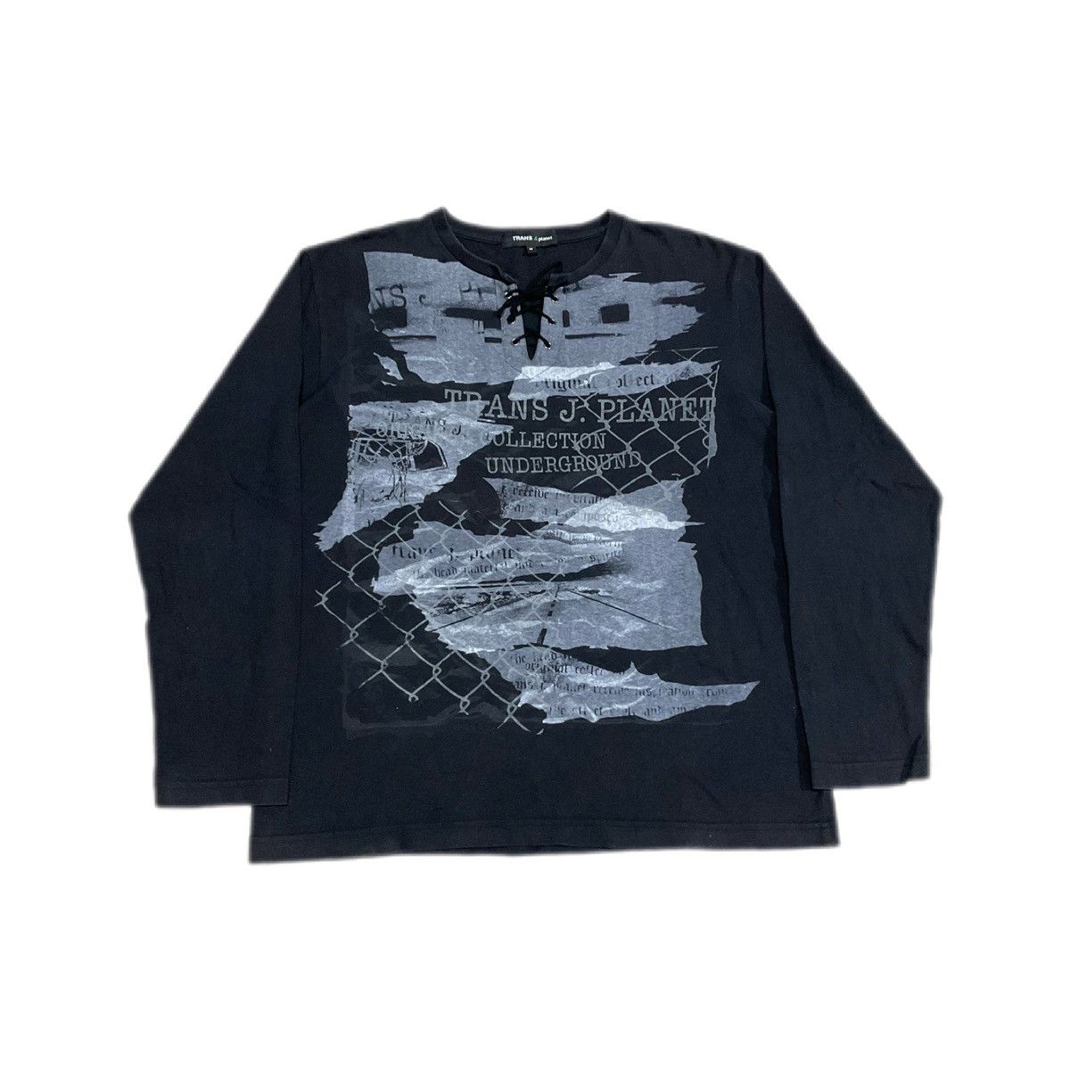 If Six Was Nine 🔥 Sick Y2K Trans Planet Poem Laces Up Long Sleeve Shirt Size US M / EU 48-50 / 2 - 2 Thumbnail