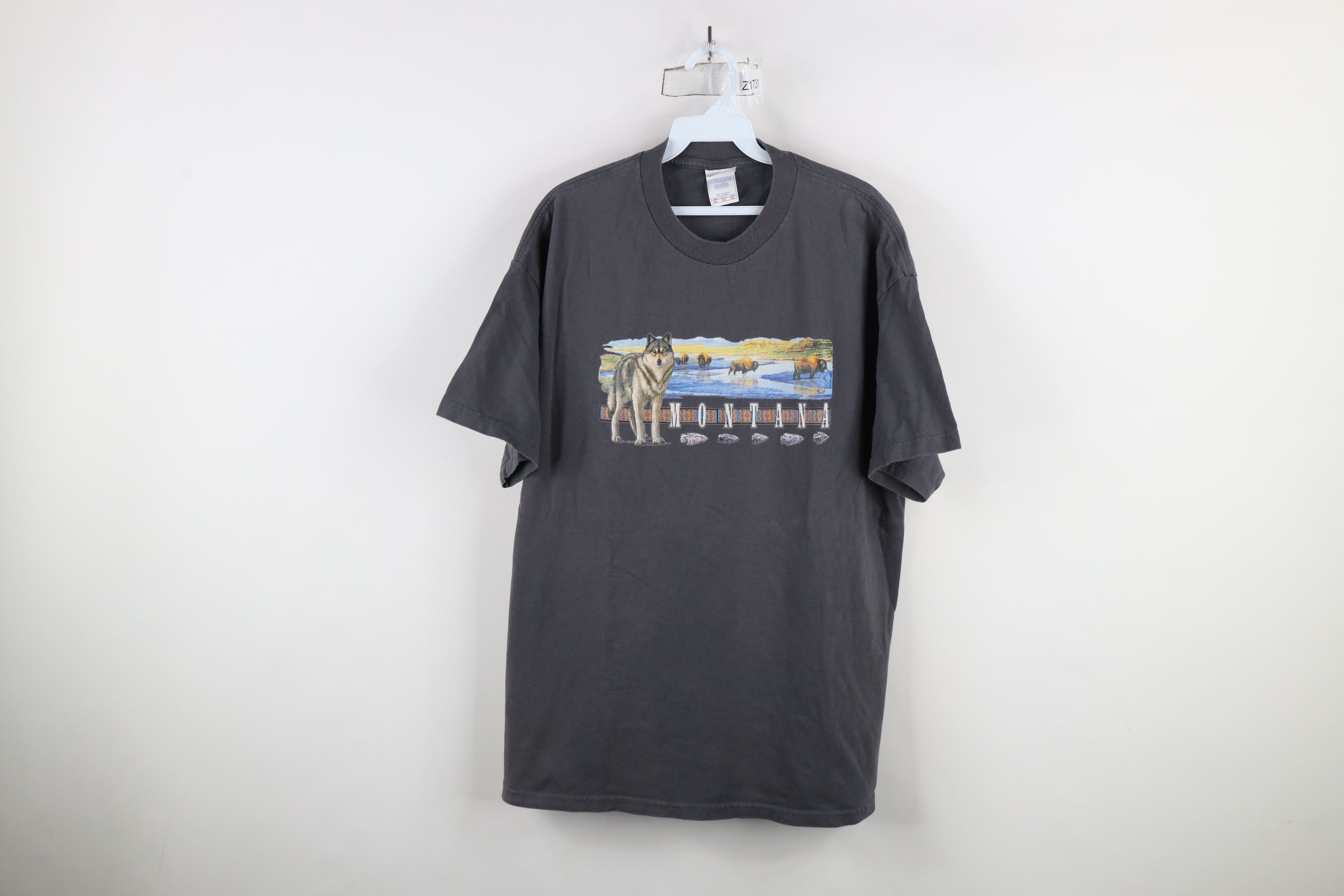 Vintage Vintage 90s Y2K Spell Nature Wolf Bison Montana T-Shirt Gray Size US XL / EU 56 / 4 - 1 Thumbnail