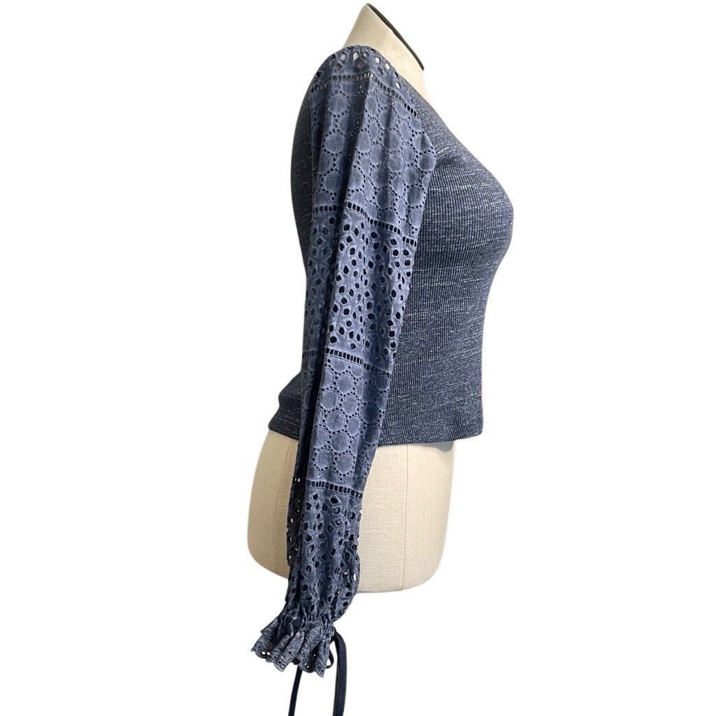 See by Chloe See By Chloe Womens Cotton Blouse S Blue Marled Eyelet Bell Size S / US 4 / IT 40 - 3 Thumbnail