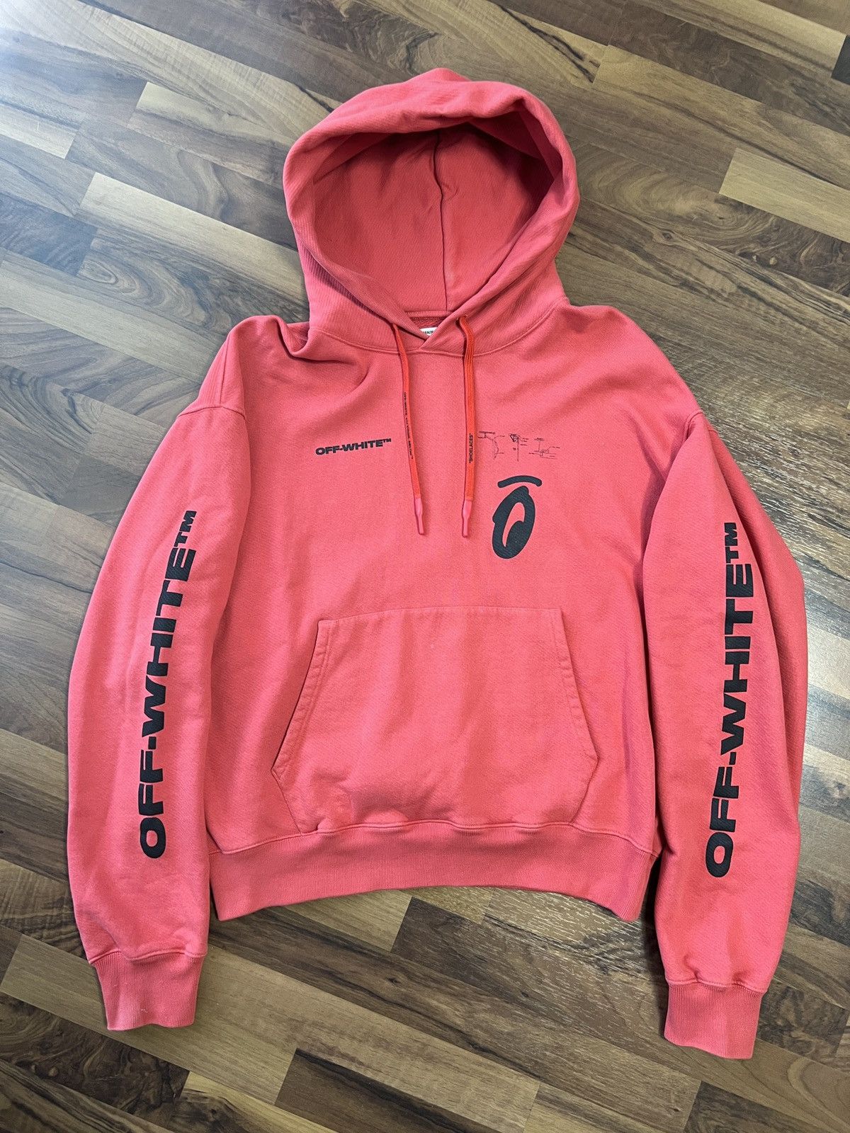 image of Off White Off-White Splitted Arrows Over Hoodie in Red, Men's (Size Large)