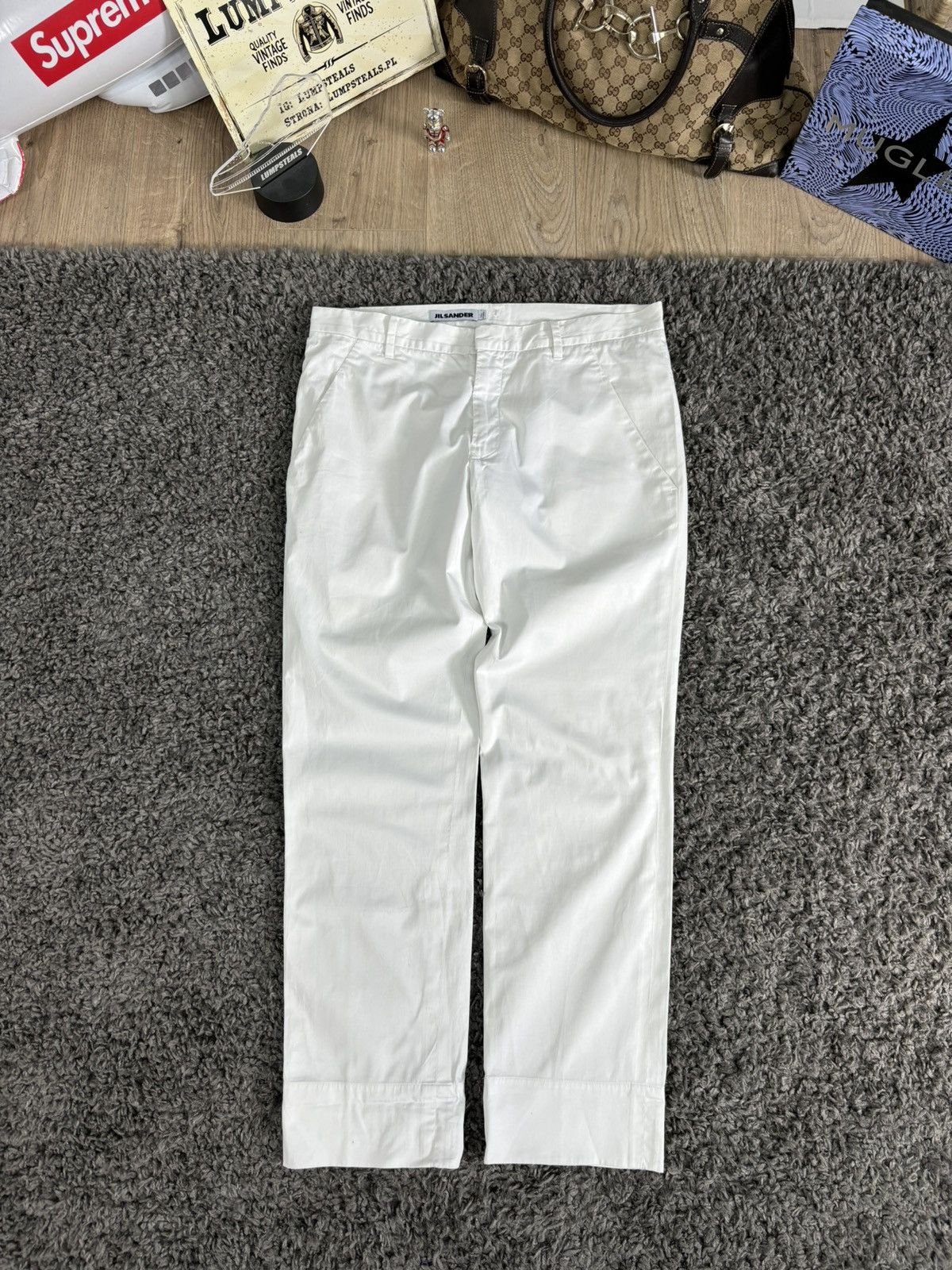 Jil Sander × Vintage 2000s Vintage Jil Sander Pants Light Wide Leg White Luxury Size 30" / US 8 / IT 44 - 1 Thumbnail
