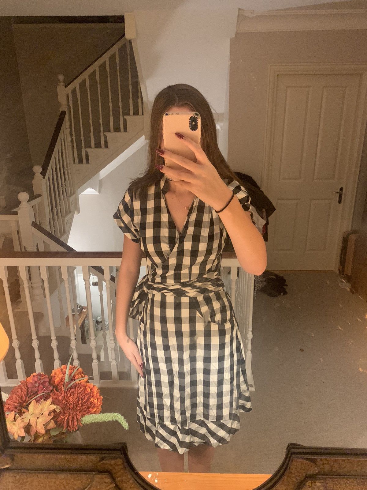 Jaeger Jaeger Black and White Checkered Mid-Length Dress Size M / US 6-8 / IT 42-44 - 4 Thumbnail