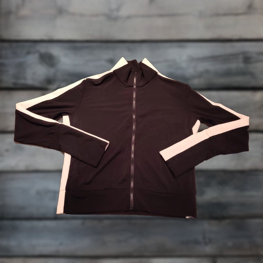 Vintage Buru Women's Black & White Track Jacket Full Zip Size XS Women's Thumb Holes Size XS / US 0-2 / IT 36-38 - 1 Thumbnail