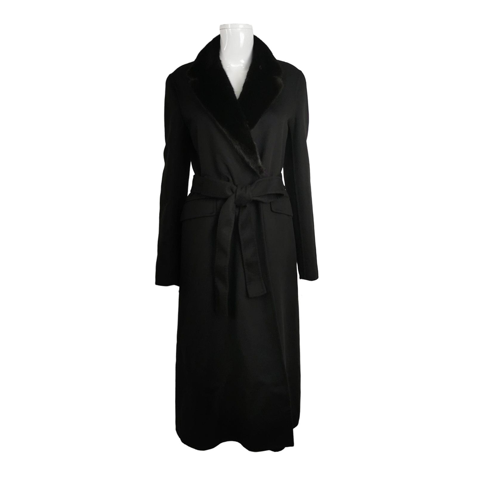 Prada Prada Black Wool Rabbit Blend Long Coat 0079 Size US L / EU 52-54 / 3 - 1 Thumbnail