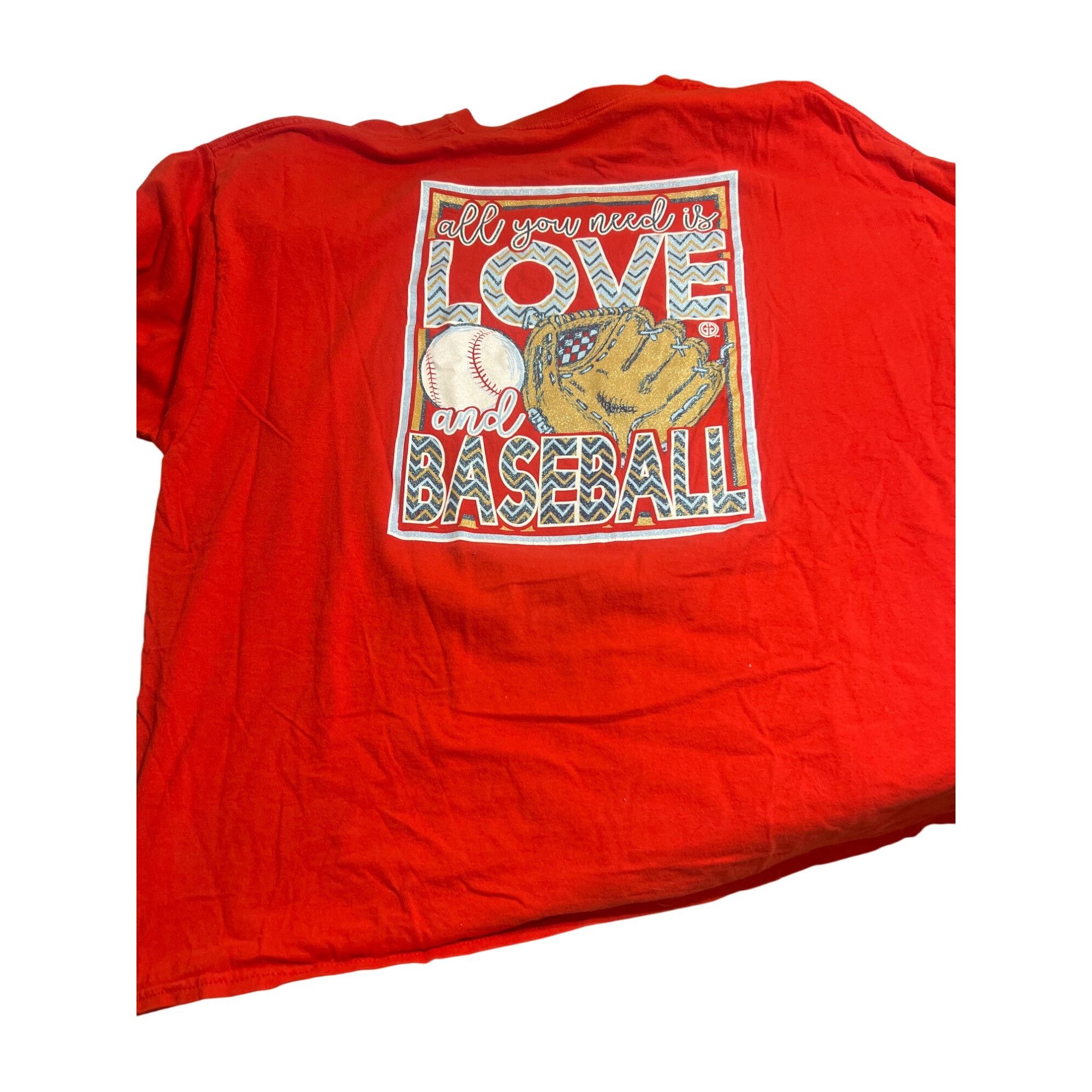 Gildan Girlie Girl Originals Red All You Need Is Love & Baseball Gr Size 3XL / US 20-22 - 3 Thumbnail