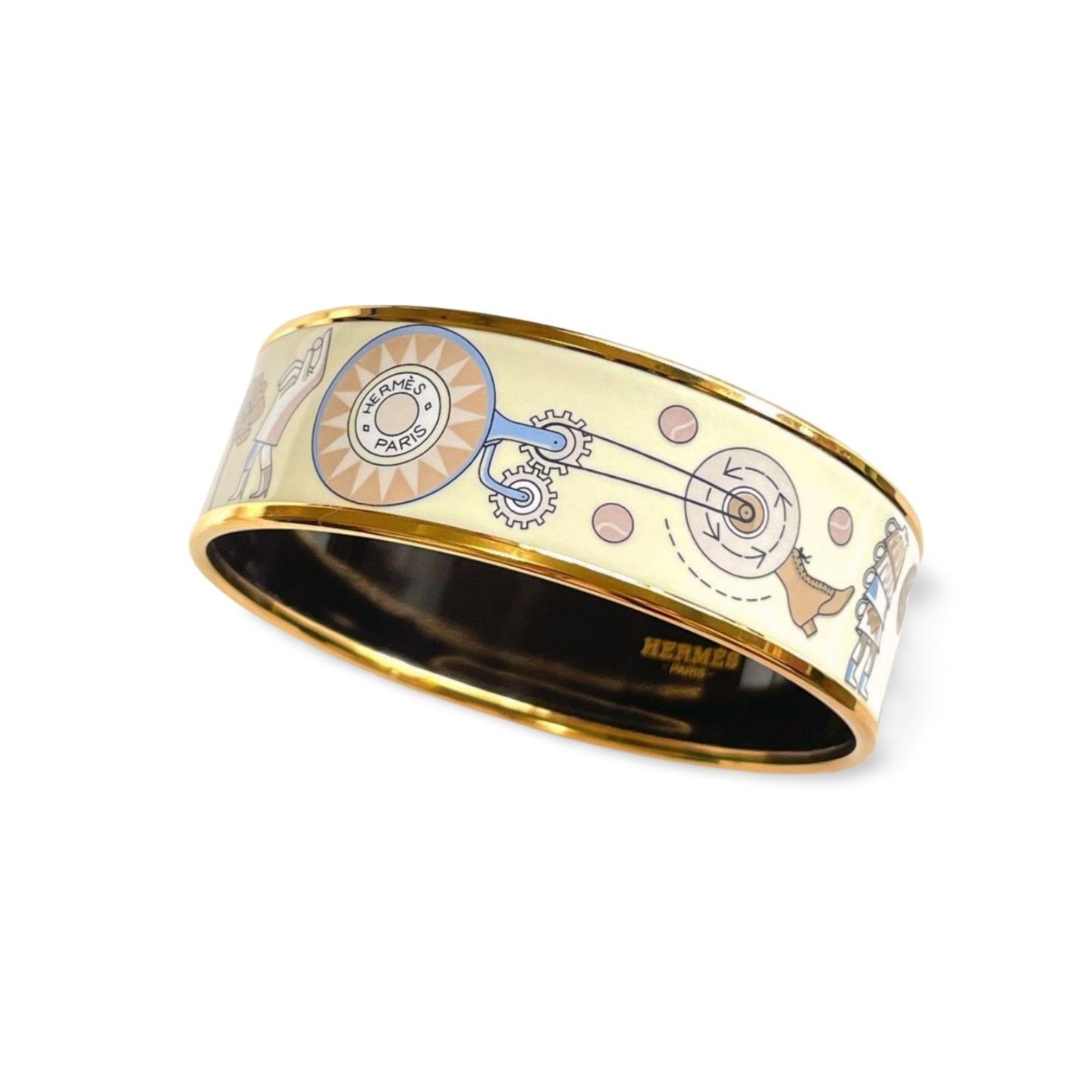 Hermes Vintage Hermes cloisonne enamel golden bangle with rabbit Size ONE SIZE - 4 Thumbnail