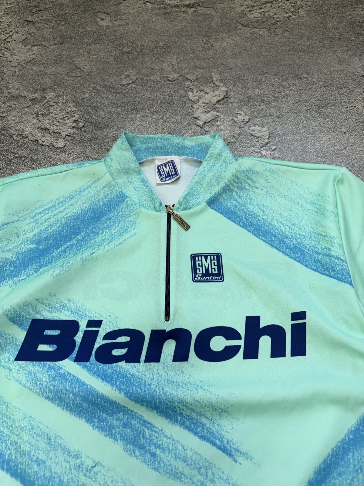 Vintage Vintage Santini Bianchi Cycling Jersey Celeste Italy XXL Size US XXL / EU 58 / 5 - 10 Thumbnail