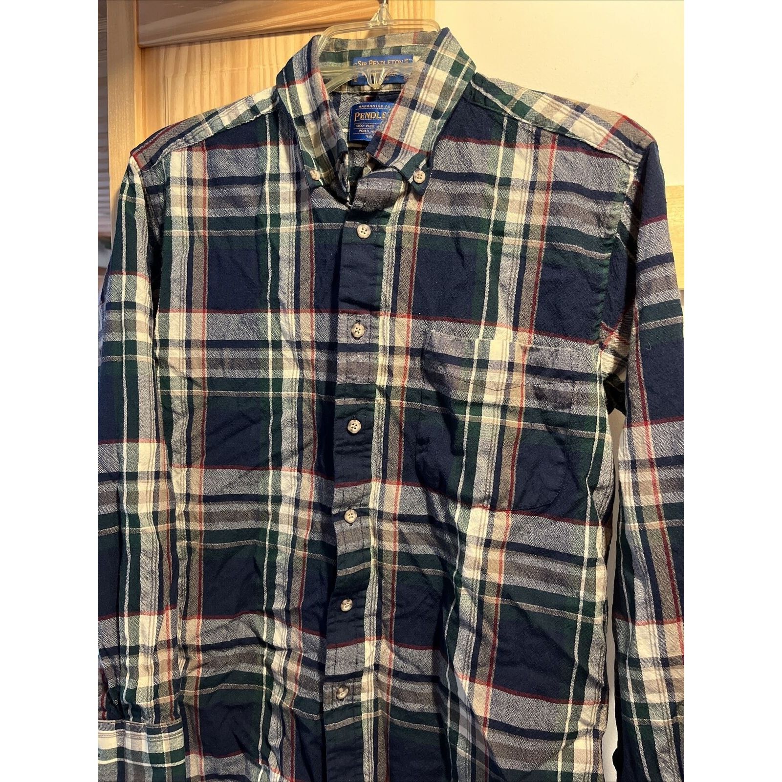 Pendleton Pendleton Sir Men’s M Green Plaid LS Wool Shirt *shrunk* Size US M / EU 48-50 / 2 - 8 Thumbnail
