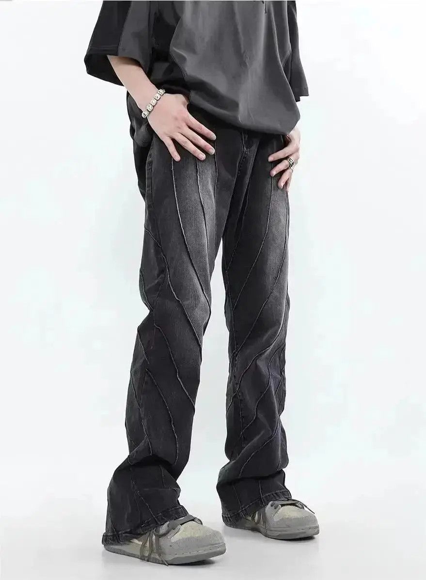Japanese Brand Retro washed patchwork micro flared jeans Size US 32 / EU 48 - 4 Thumbnail