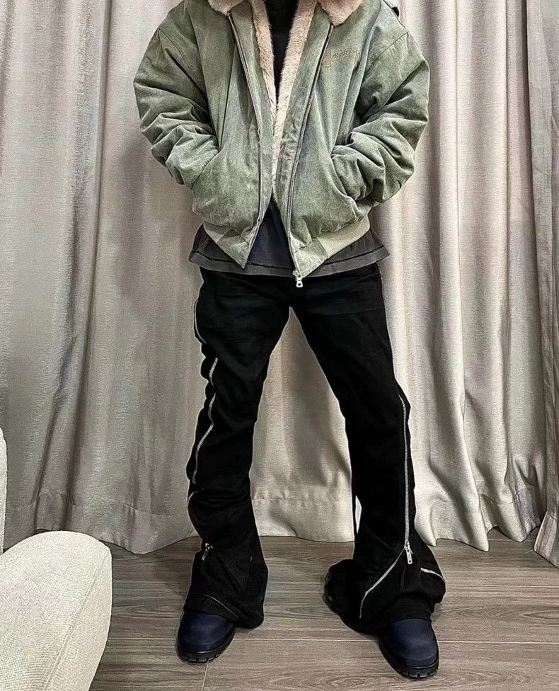 Rick Owens Rick Owens Denim Washed Black Grey Brushed Wax Ribbon Flar Size US 31 - 5 Thumbnail