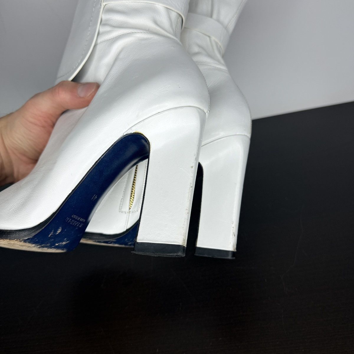 Jil Sander Vintage Jil Sander Leather Zip Biker Boots White Women’s Size US 10 / IT 40 - 6 Thumbnail