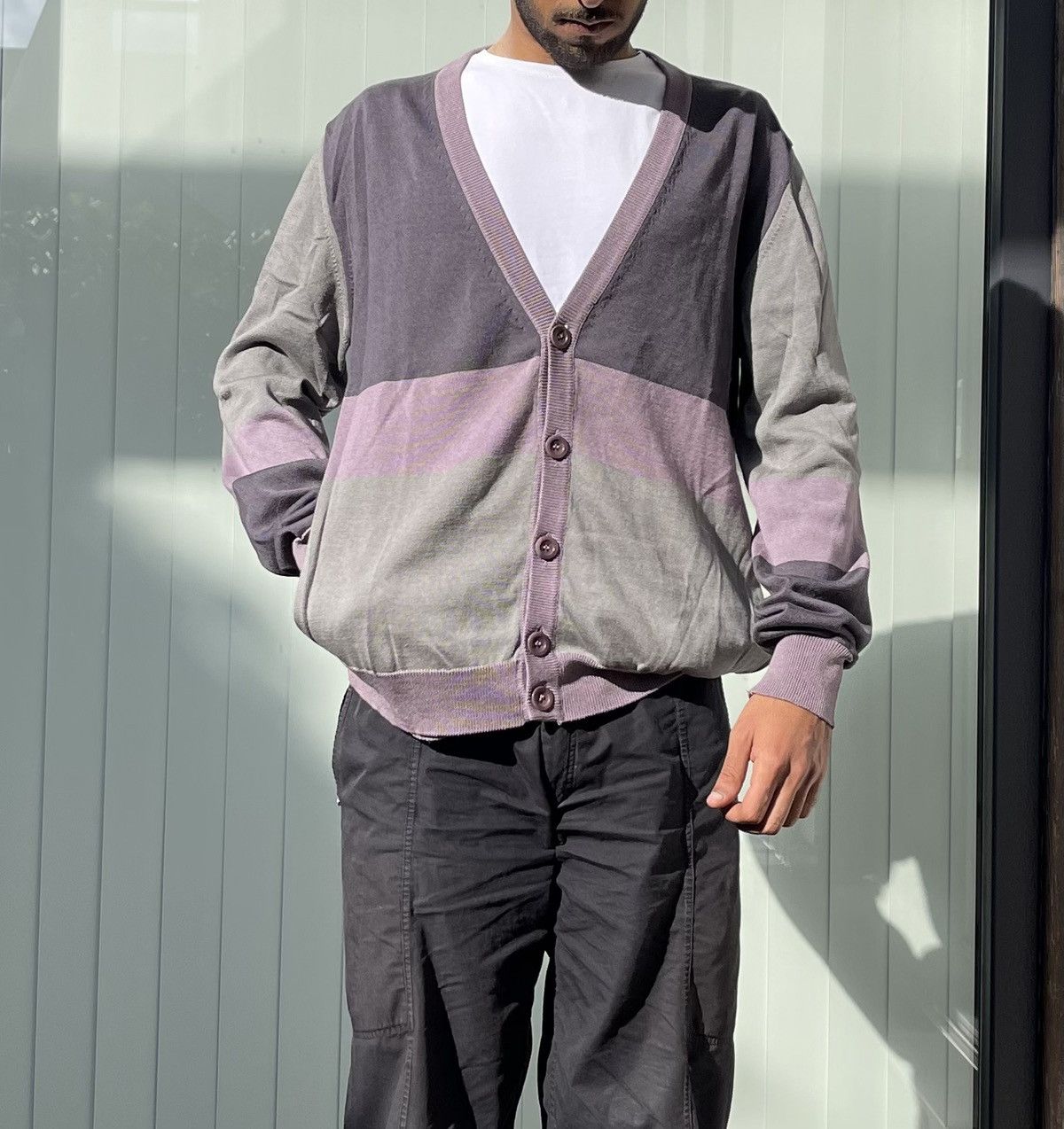 Maison Margiela Maison Margiela SS07 Grey/Purple Stripes Cardigan Size US M / EU 48-50 / 2 - 2 Thumbnail