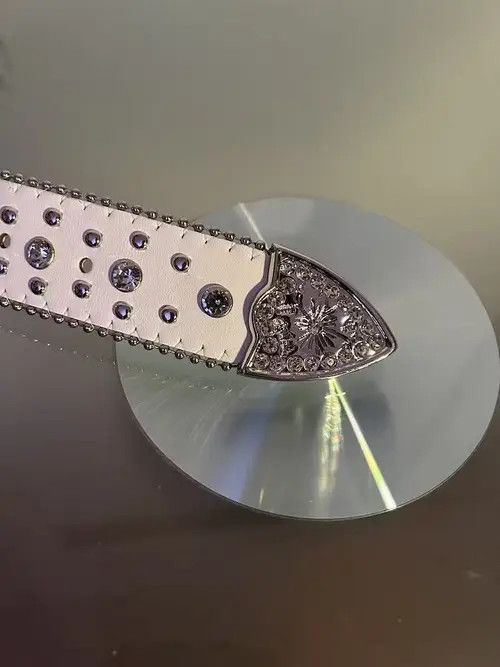 High Sport × Japanese Brand Belts Y2K Cross Rhinestone Belt (white) Size ONE SIZE - 3 Thumbnail