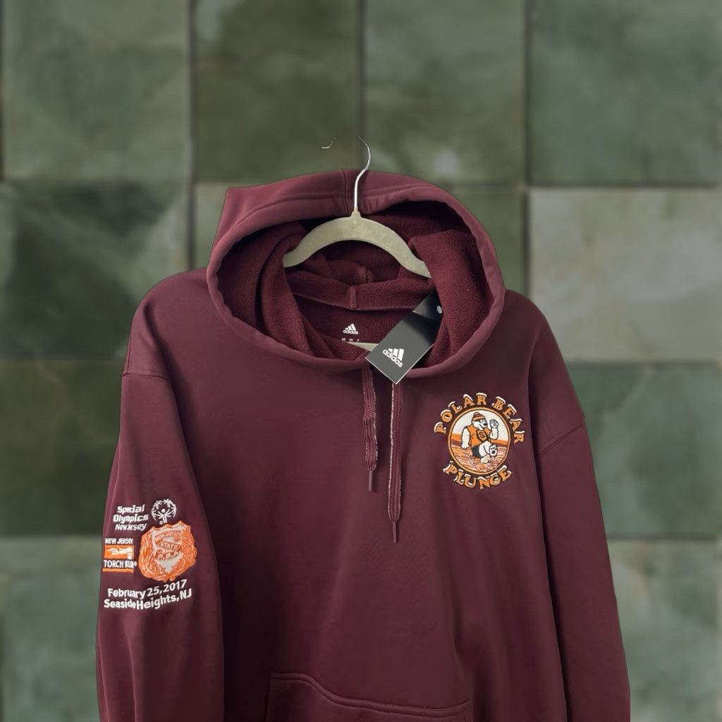 Adidas Adidas Hoodie Mens 2XL Maroon Fleece Lined Special Olympics Sweatshirt L/S NWT Size US XXL / EU 58 / 5 - 1 Thumbnail