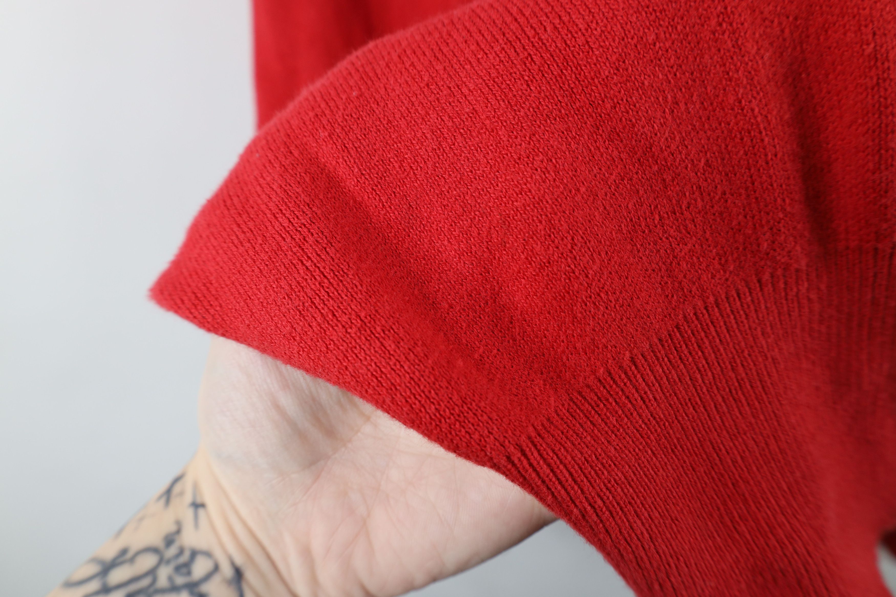 Vintage Vintage 90s Streetwear Cotton Knit Crewneck Sweater Red USA Size US XL / EU 56 / 4 - 6 Thumbnail