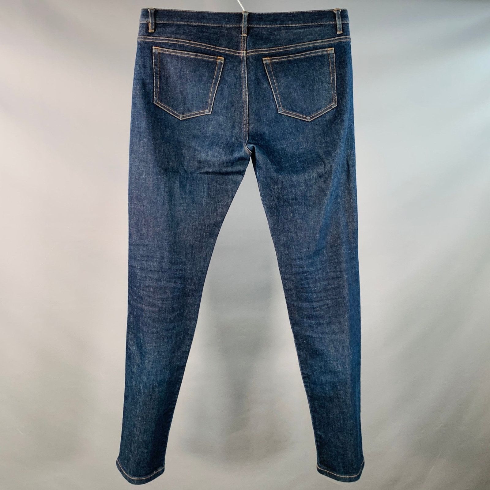 A.P.C. Blue Contrast Stitch Cotton Blend Twill Tapered Button Fly Size US 34 / EU 50 - 3 Thumbnail
