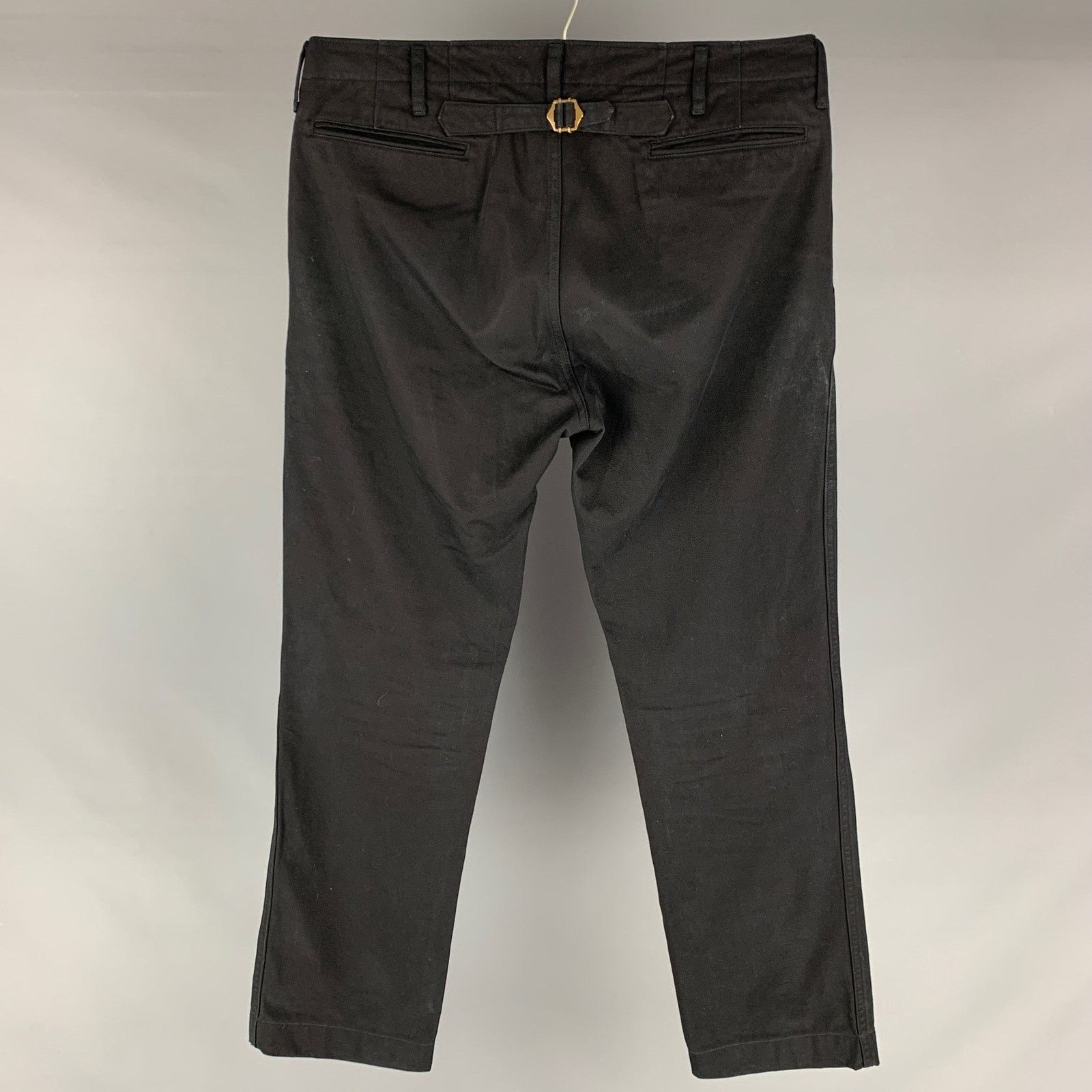 Visvim VISVIM Size L Black Solid Cotton Button Fly Casual Pants Size US 34 / EU 50 - 2 Thumbnail
