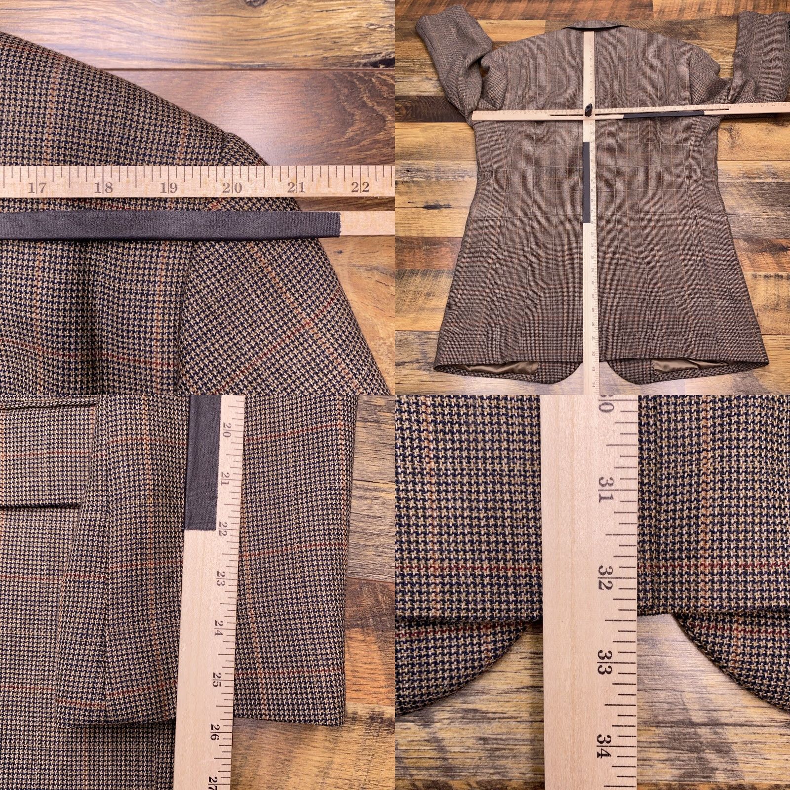 Jos. A. Bank Jos. A. Bank Tweed Blazer 44L Brown Wool Plaid Sport Coat Men Regular Blazer Coat Notch Lapel Four-Button Inner Pockets Dry Clean Only Vintage No 0 Size 44R - 9 Thumbnail