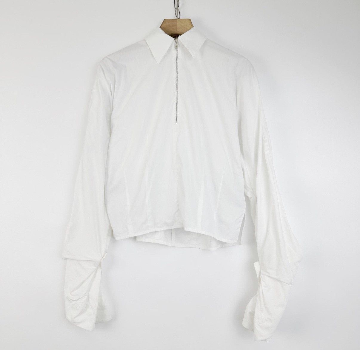 Celine Celine Women's White Stand Collar Designer Zip Shirt K12 Size XS / US 0-2 / IT 36-38 - 1 Thumbnail