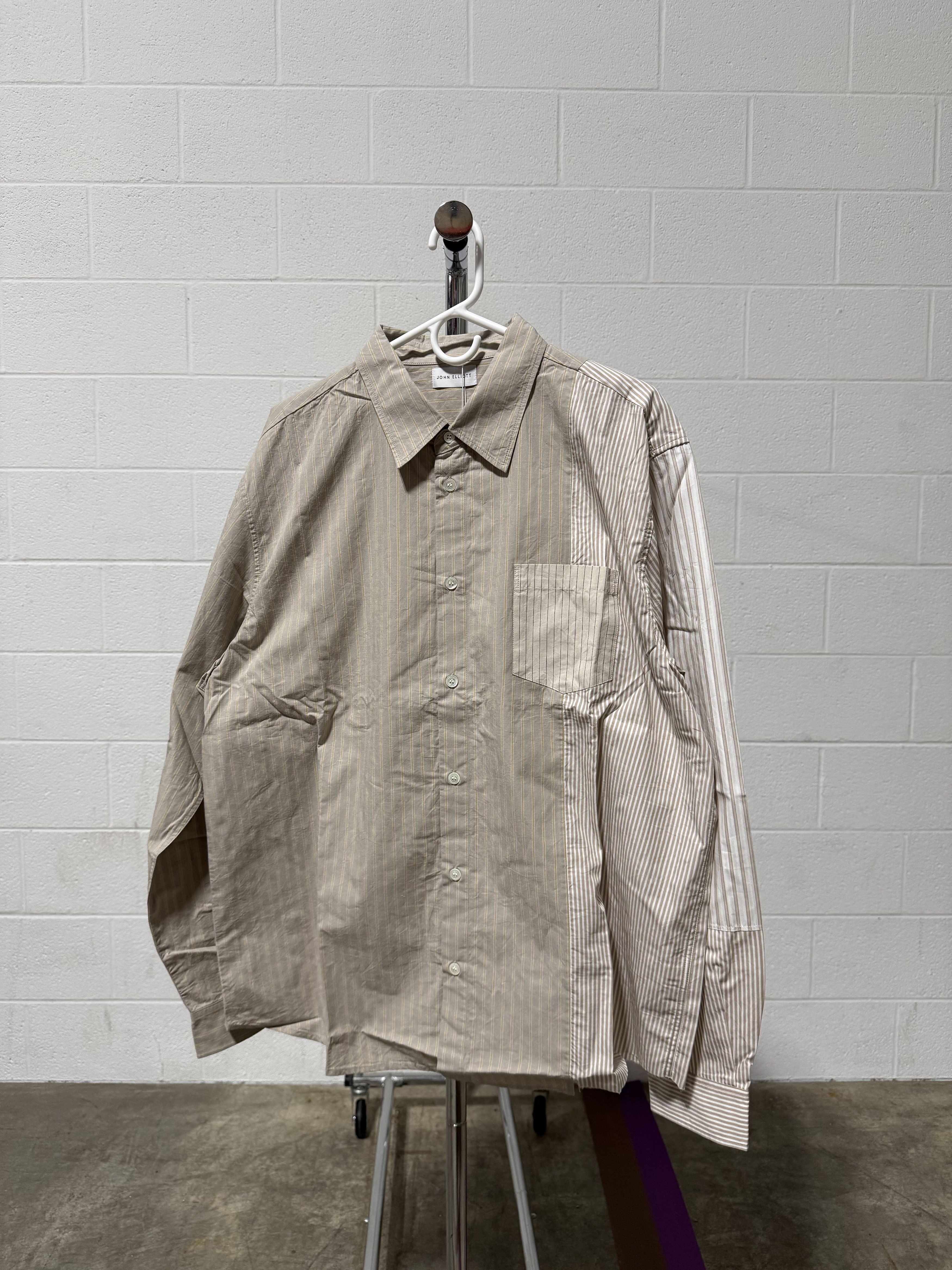 John Elliott John Elliott Paneled Cloak Button Up Shirt 'Beige' Size US XL / EU 56 / 4 - 1 Thumbnail