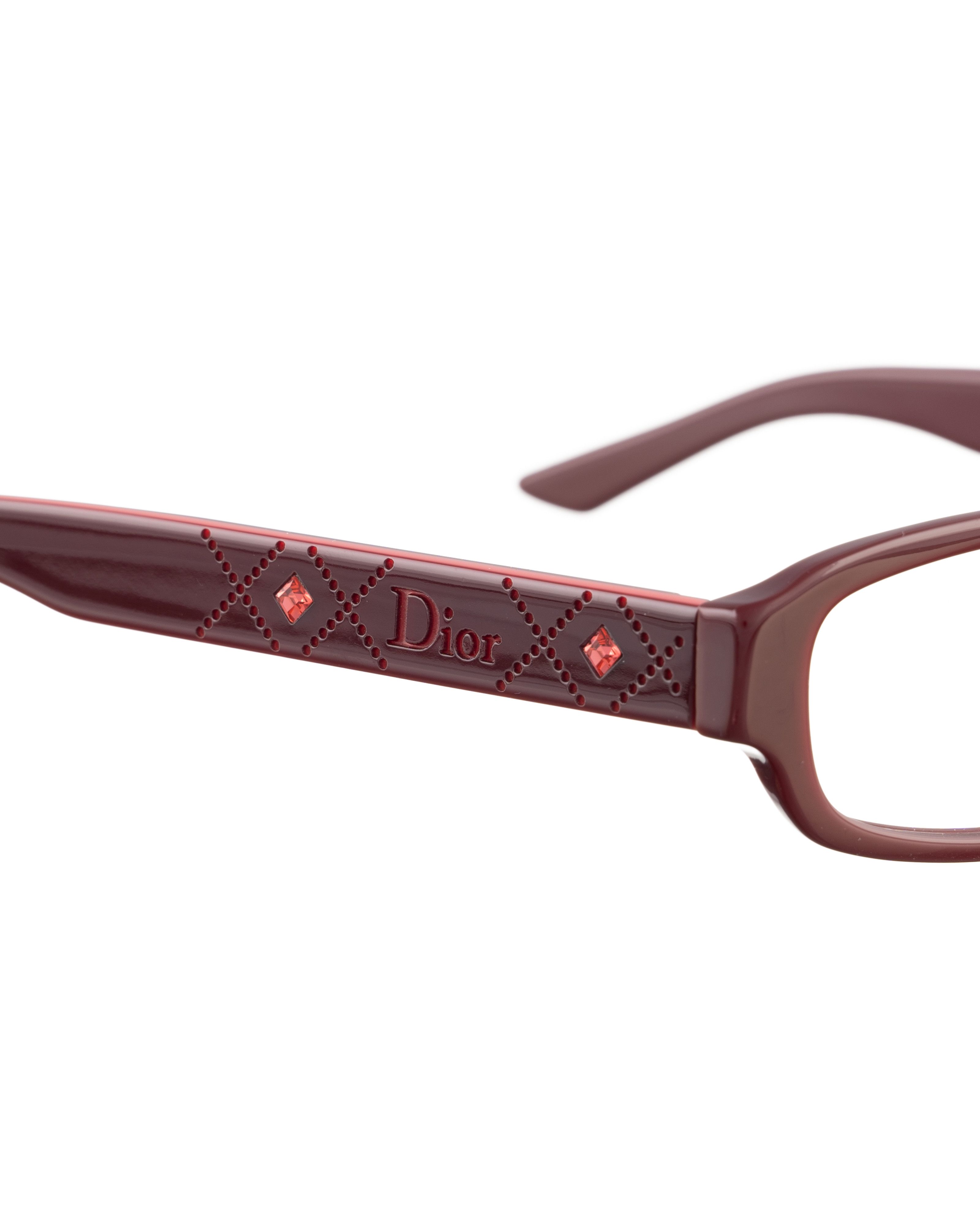Dior × Vintage Dior 00s Burgundy Glasses with Pink Gems Size ONE SIZE - 3 Thumbnail