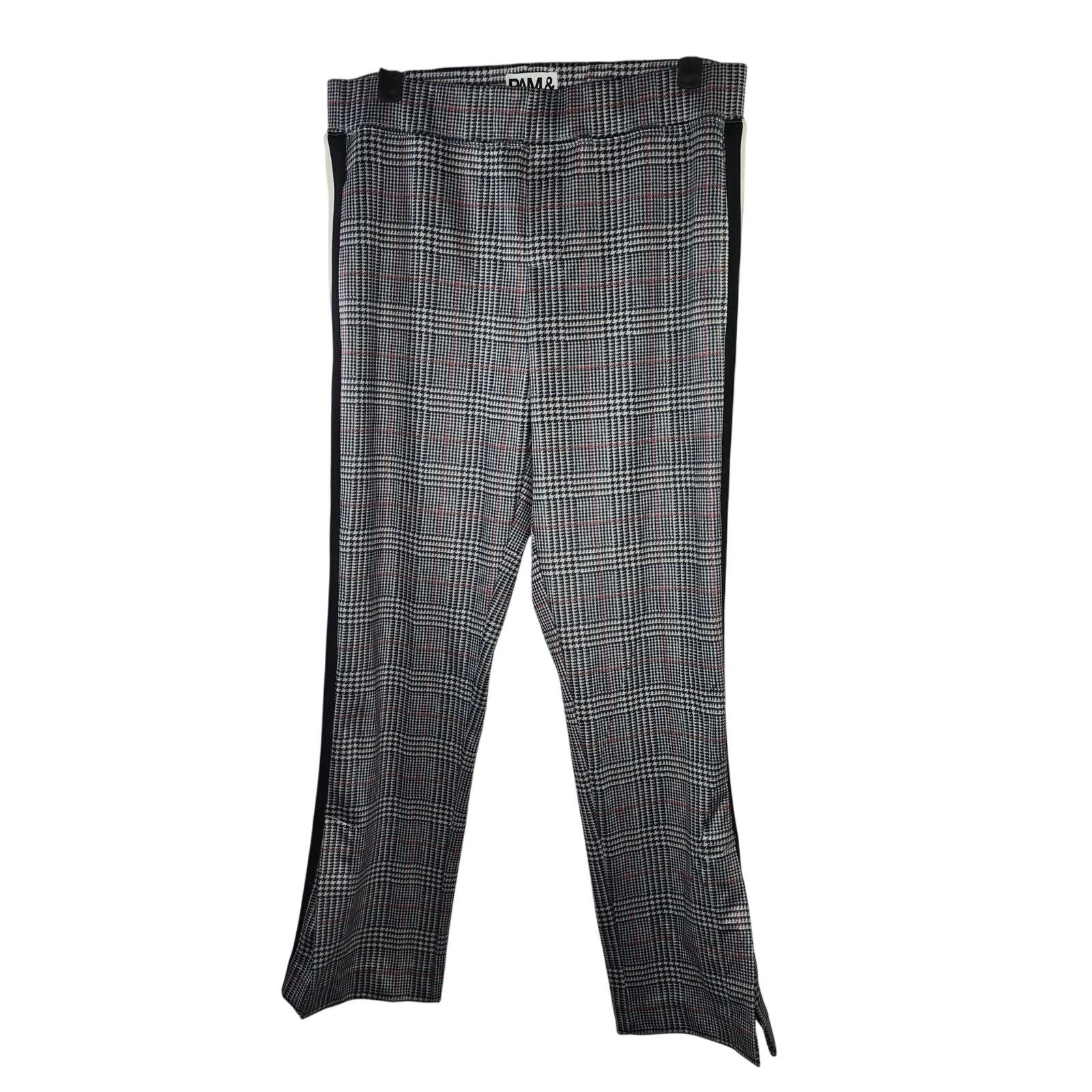 Pam & Gela Pam & Gela Glen Plaid Side Stripe Track Pants Size Small Size 29" - 3 Thumbnail