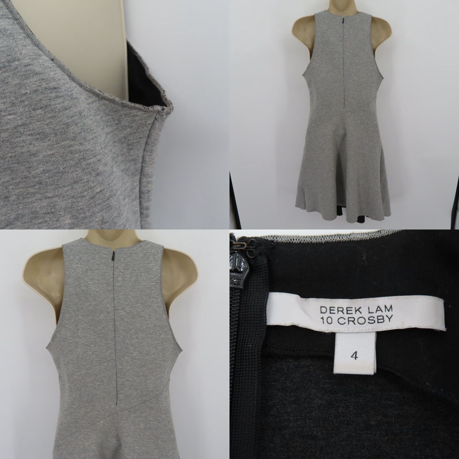 Vintage Derek Lam 10 Crosby Womens Dress Gray Scuba Sleeveless Asymmetrical Fit Flare 4 Size S / US 4 / IT 40 - 8 Thumbnail