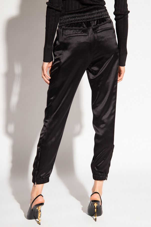 Saint Laurent Paris o1s1wg111124 Pantalon Jogging Crepe Satin Pant in Noir Size 28" / US 6 / IT 42 - 3 Thumbnail