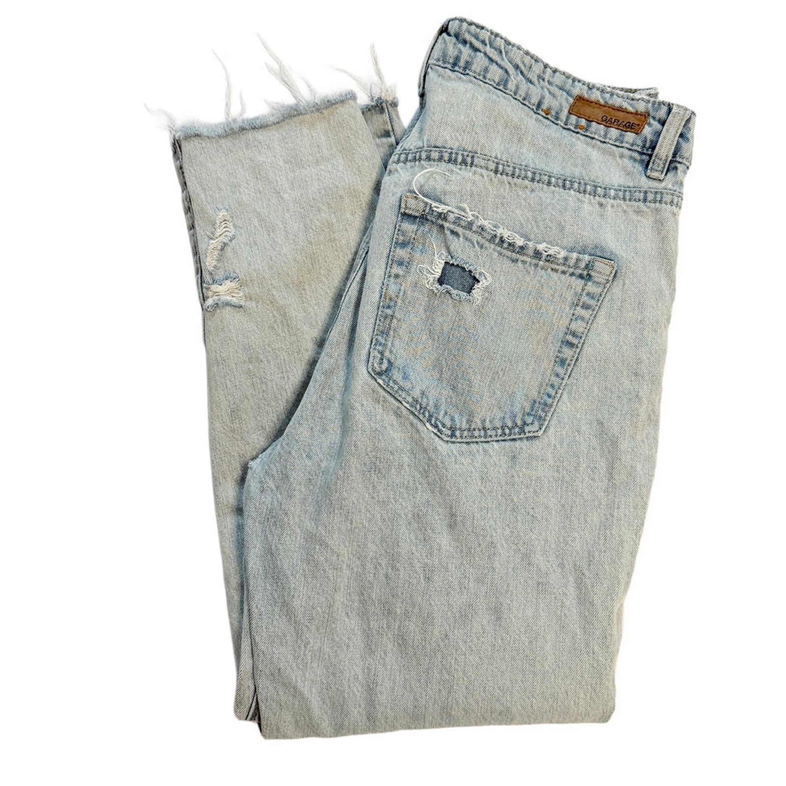 Garage Light Wash High-Waisted Destroyed Mom Jeans in Blue Size 26" / US 2 / IT 38 - 3 Thumbnail