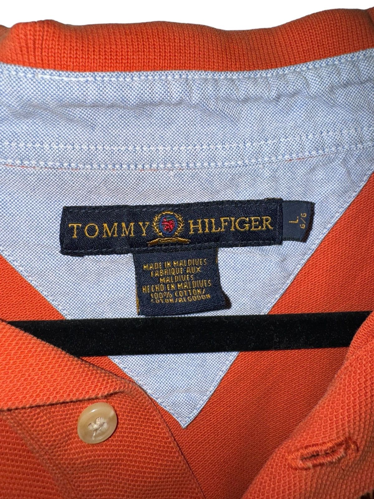 Tommy Hilfiger × Vintage Vintage Tommy Hilfiger Crest Logo Orange Polo size L Size US L / EU 52-54 / 3 - 3 Thumbnail