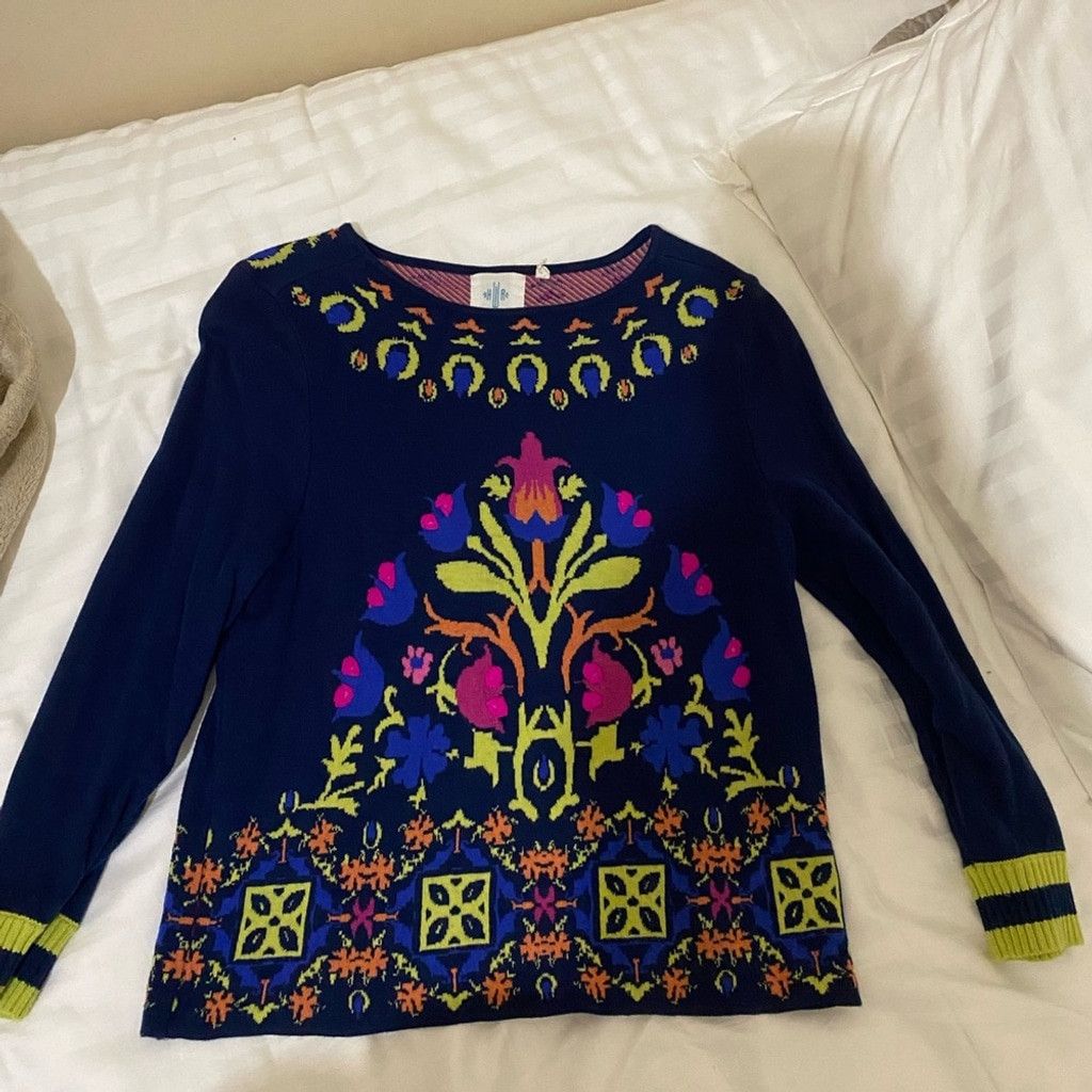 Anthropologie Anthropologie Floral Intarsia Sweatshirt Size S / US 4 / IT 40 - 2 Thumbnail
