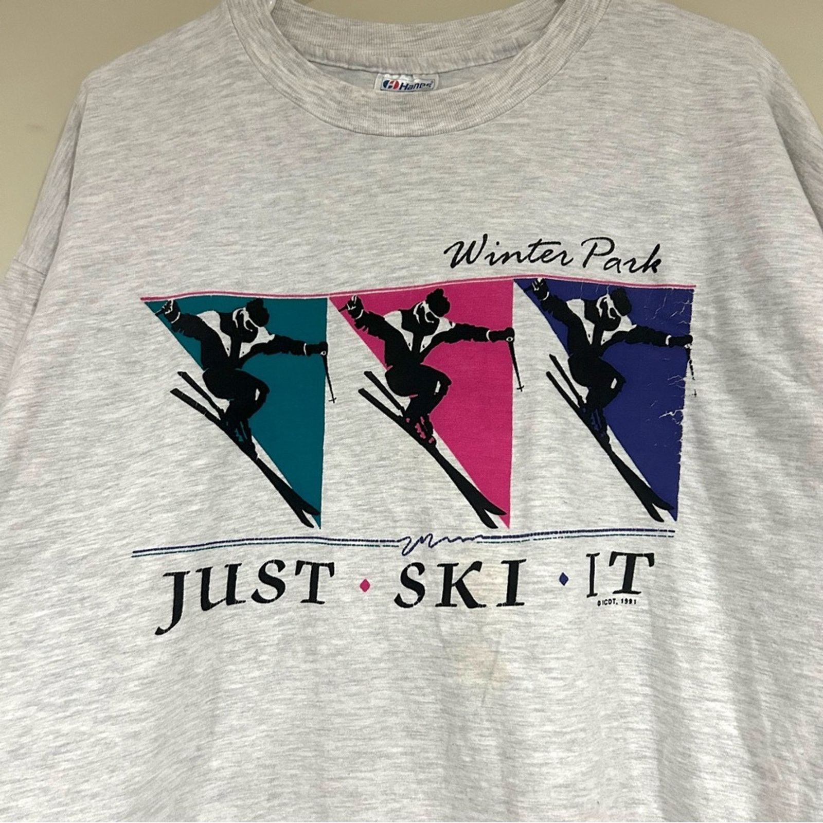 Hanes Vintage 1991 Just Ski It Winter Park Shirt Size US XXL / EU 58 / 5 - 2 Thumbnail