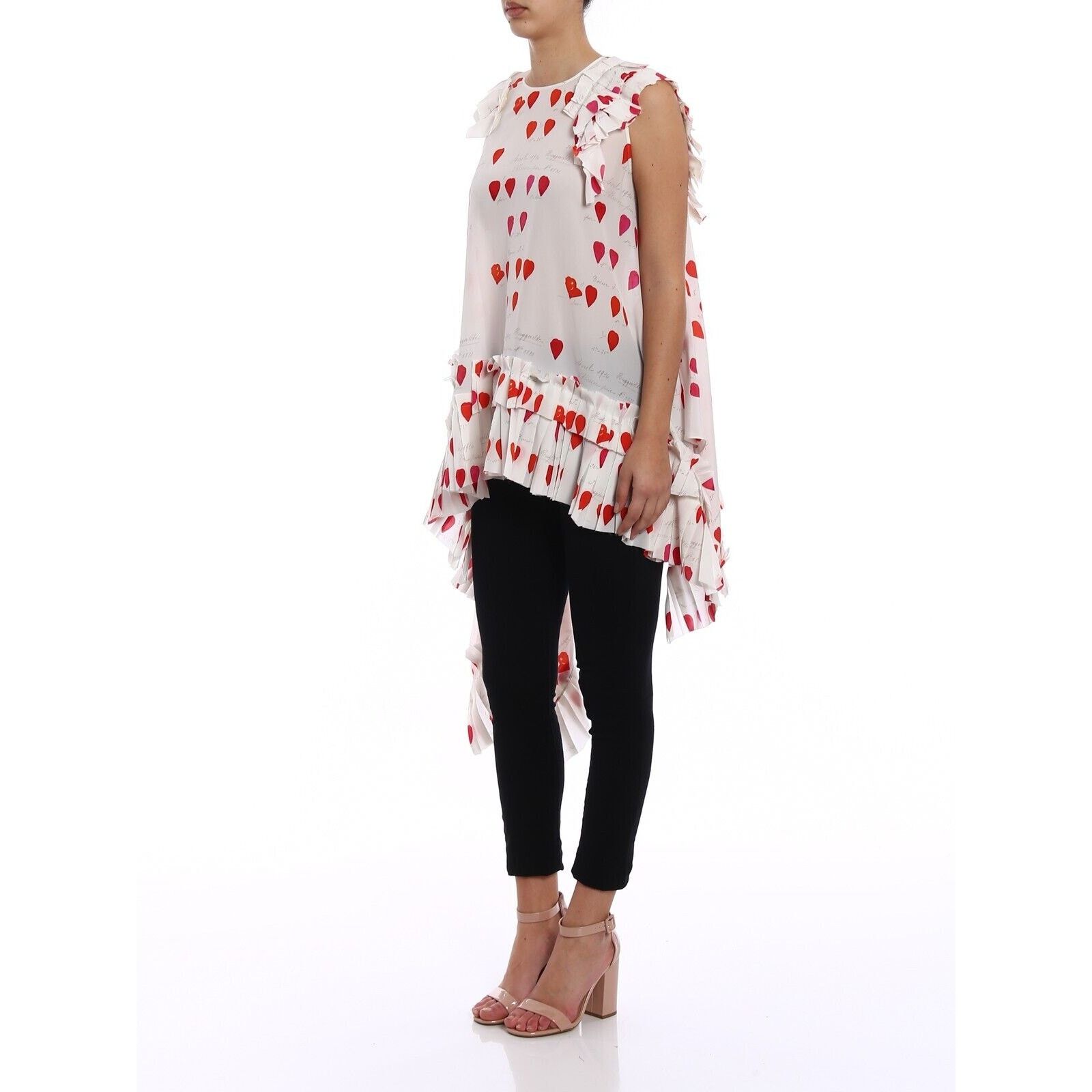 Alexander McQueen Alexander McQueen Cream Red Sleeveless Ruffle Blouse 44 / 12 Size L / US 10 / IT 46 - 23 Thumbnail