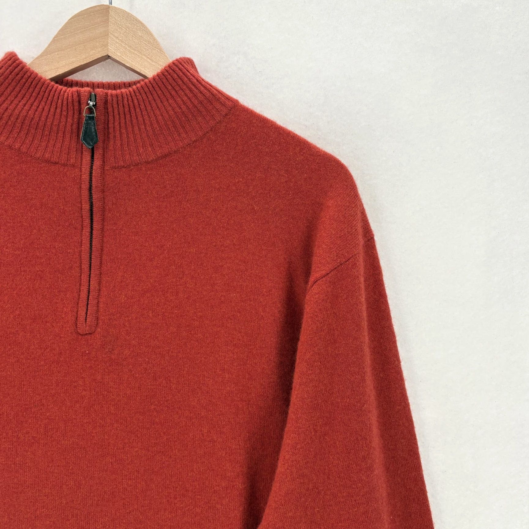 Vintage Grayson & Dunn Sweater Mens XL Red 100% Cashmere Quarter Zip Mock Neck Pullover Size US XL / EU 56 / 4 - 2 Thumbnail