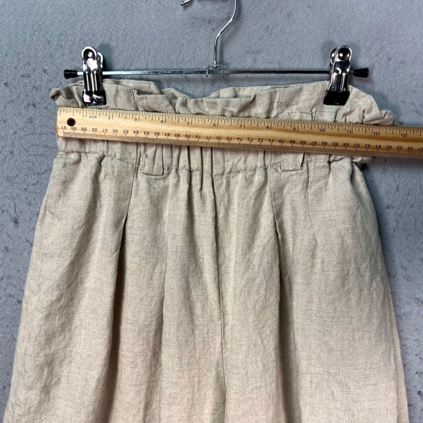 Vintage SiestaParis Womens XS High-Waisted Wide-Leg Linen Pants Beige Size 26" / US 2 / IT 38 - 5 Thumbnail