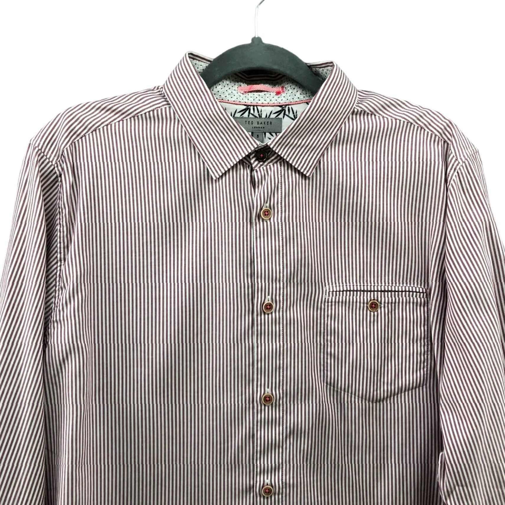 Ted Baker VINTAGE Ted Baker Long Sleeve Shirt Mens XL Cotton Purple White Striped Business Casual Formal Workwear Size US XL / EU 56 / 4 - 2 Thumbnail