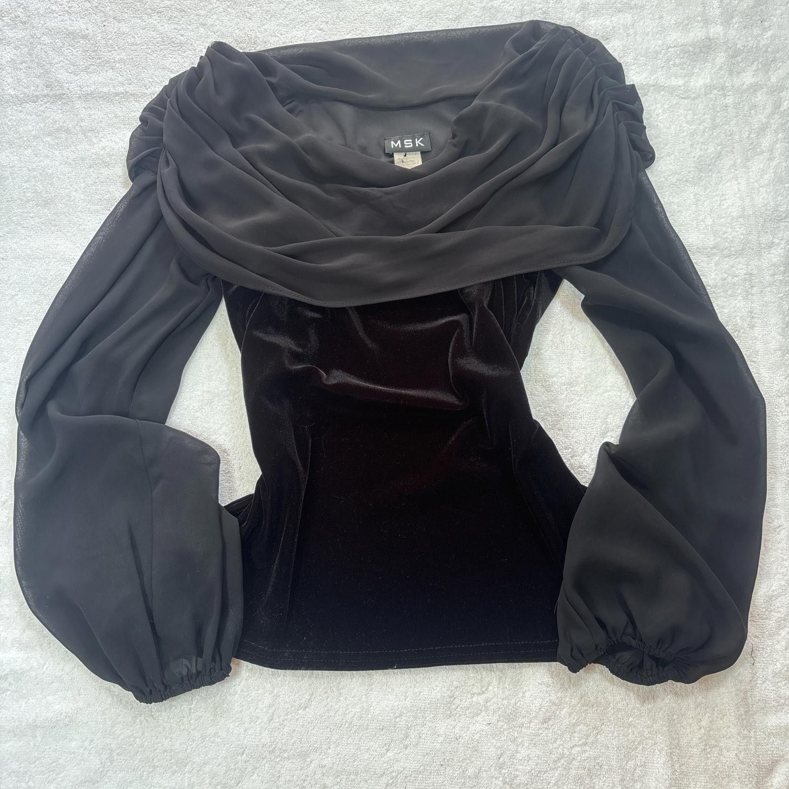 Other vintage velvet silky off the shoulder flowy blouse Size M / US 6-8 / IT 42-44 - 2 Thumbnail