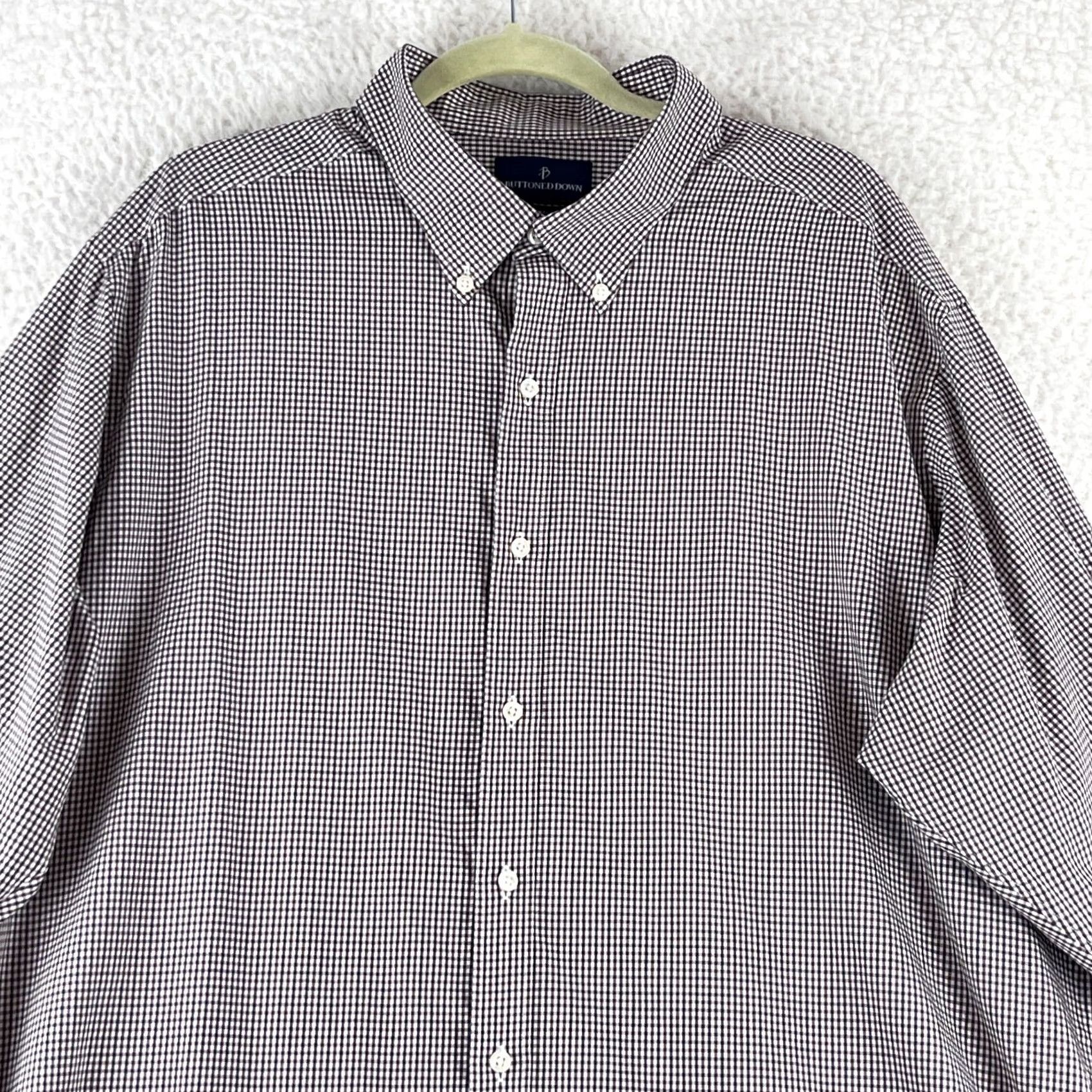Vintage Buttoned Down Brown Plaid Tailored Button-Down Dress Shirt Mens 3XL Size 48R - 2 Thumbnail
