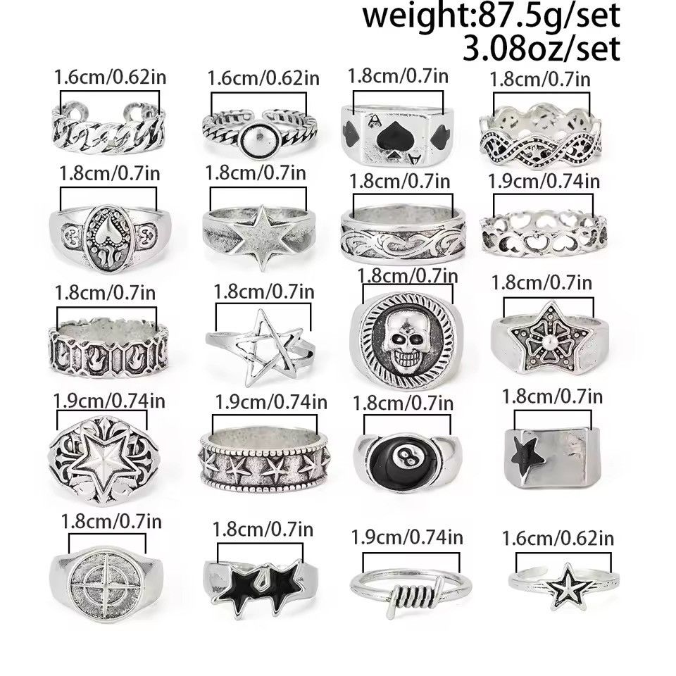 Jewelry 20 pieces/ set Square Oil Drip Ring Sets Size ONE SIZE - 6 Thumbnail