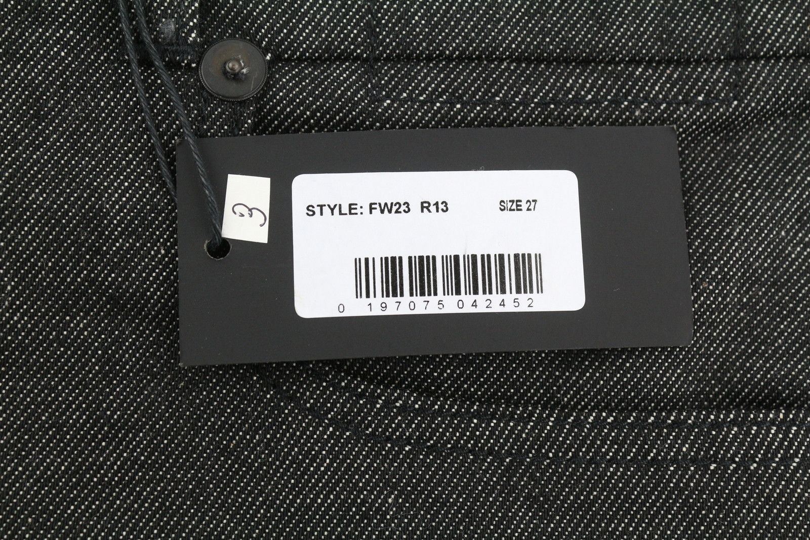 R13 BOY STRAIGHT 27 Vintage Grey Zip Fly Dark Denim 85810 Size 27" / US 4 / IT 40 - 6 Thumbnail