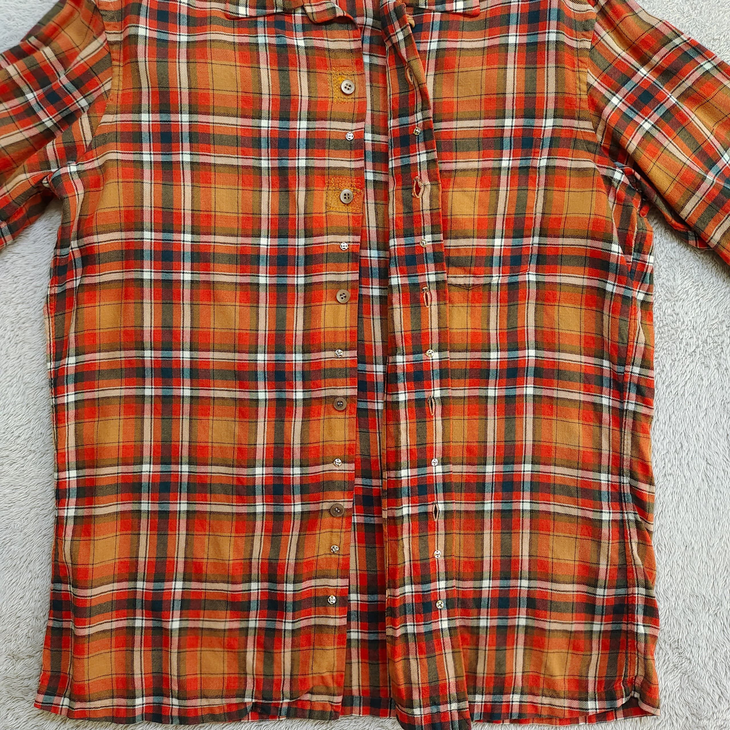 Japanese Brand Vintage 1970s Wakamatsu Yokohama Custom Orange Plaid Flannel Size US XL / EU 56 / 4 - 5 Thumbnail
