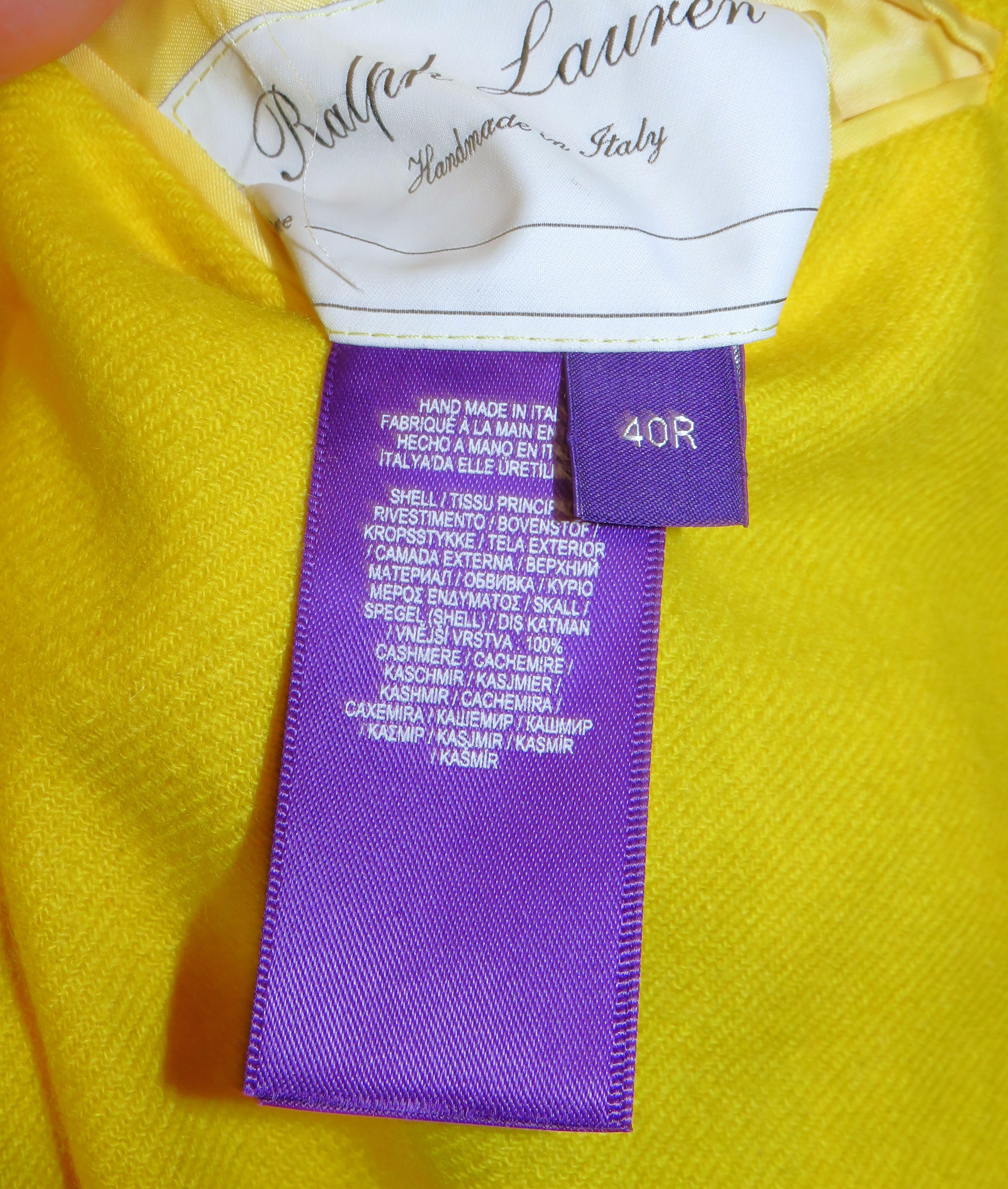 Ralph Lauren Purple Label Handmade Yellow Brushed Cashmere Blazer 40R NWT $5495 Size 40R - 16 Thumbnail