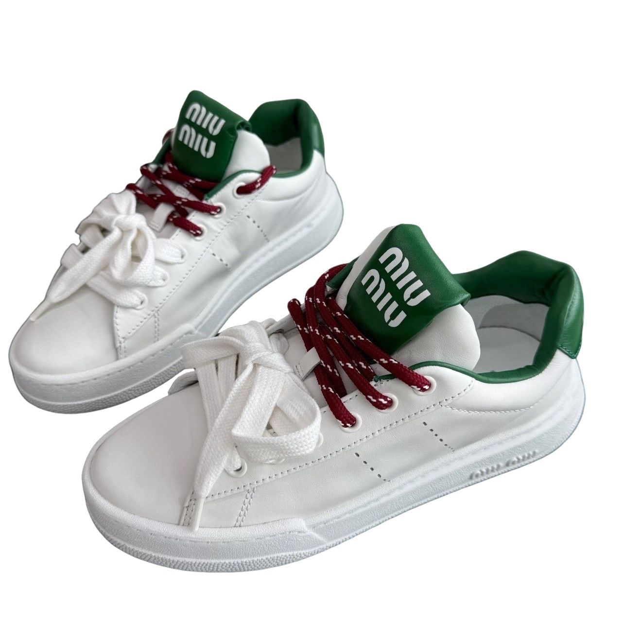 Miu Miu Miu Miu White Leather Sneakers Size 36 Size US 6 / IT 36 - 1 Thumbnail