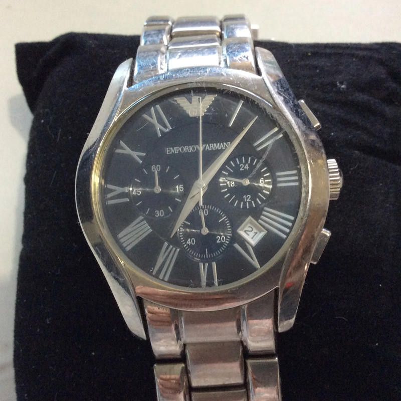 Designer Emporio men's black dial stainless steel watch Size ONE SIZE - 1 Thumbnail
