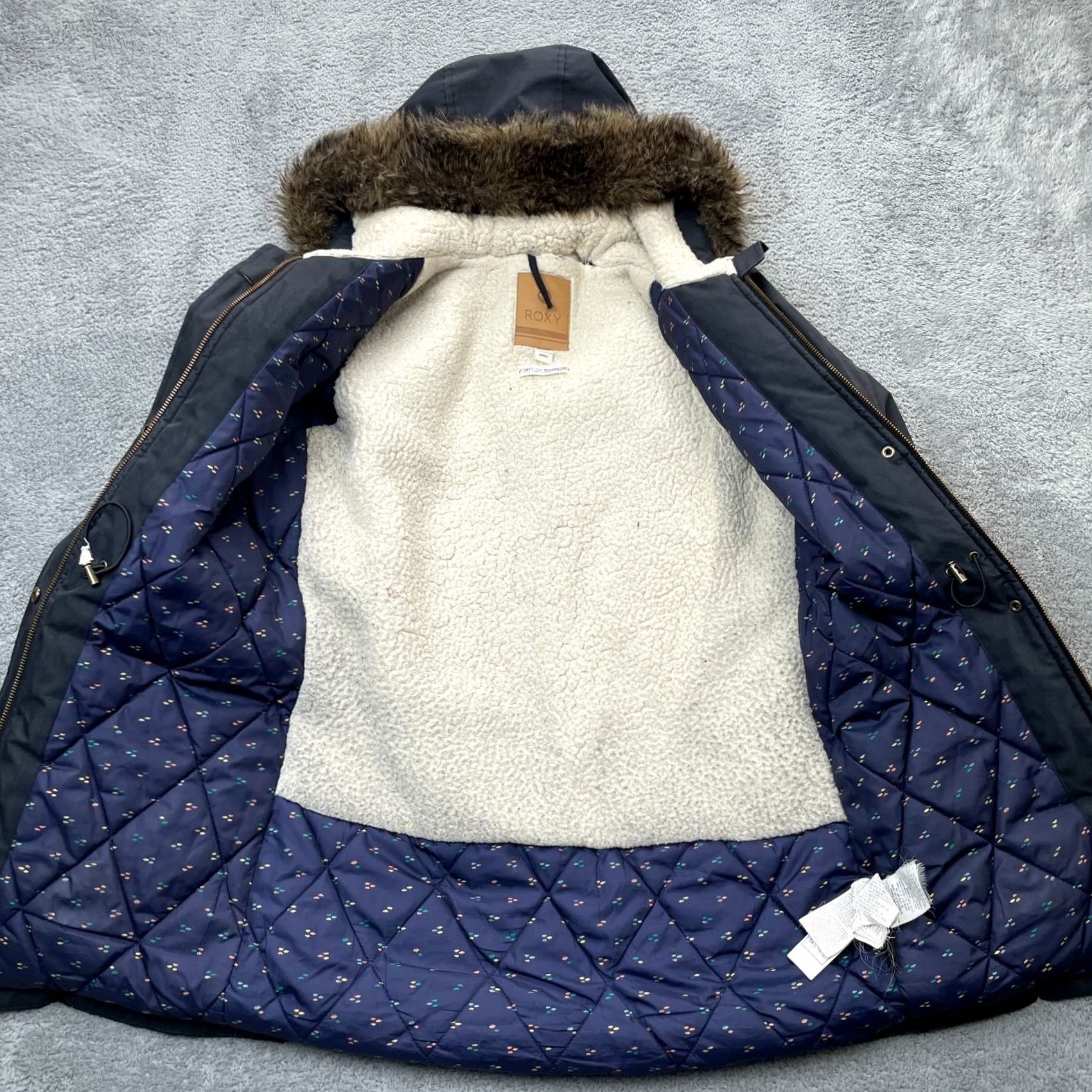 Vintage ROXY Jacket Womens Small Blue Gray Parka Coat Hooded Insulated Snowboard Size S / US 4 / IT 40 - 3 Thumbnail