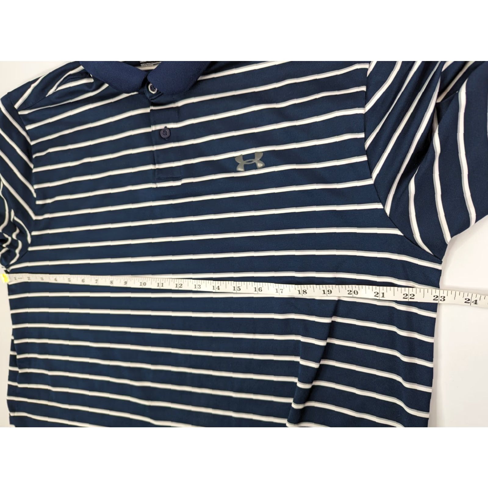 Under Armour Under Armour Heatgear Striped Golf Polo Performance Shirt XL Blue White 1342082 Size US XL / EU 56 / 4 - 6 Thumbnail